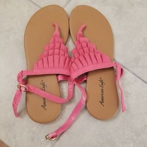 Pink ruffled sandals